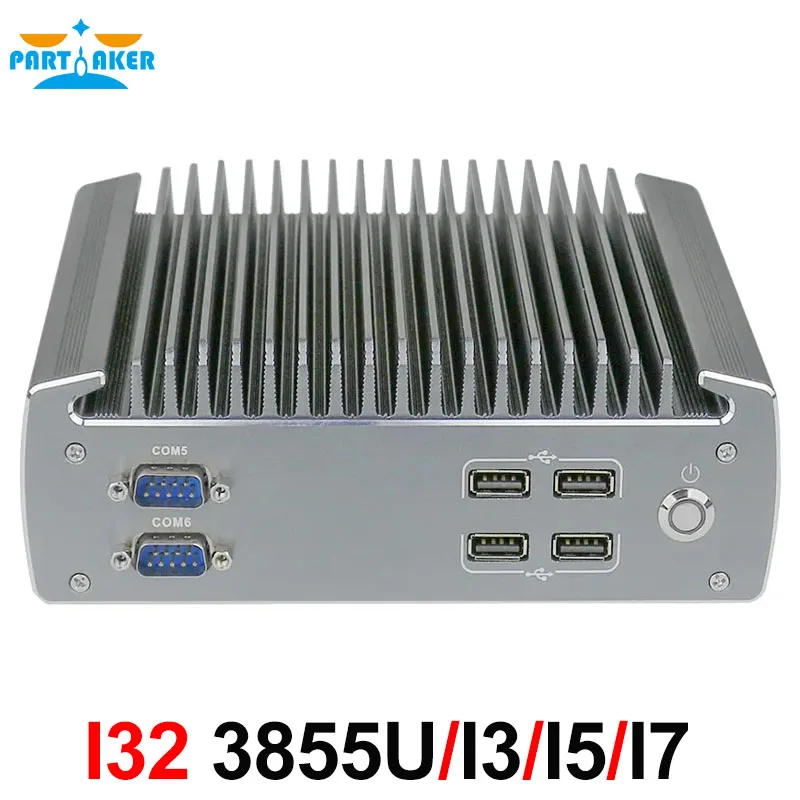 Partaker Industrial Fanless Mini Computer I7 6500U I5 6200U I3 6100U DDR4 Dual Lan VGA HD Display Fanless Embedded Computers