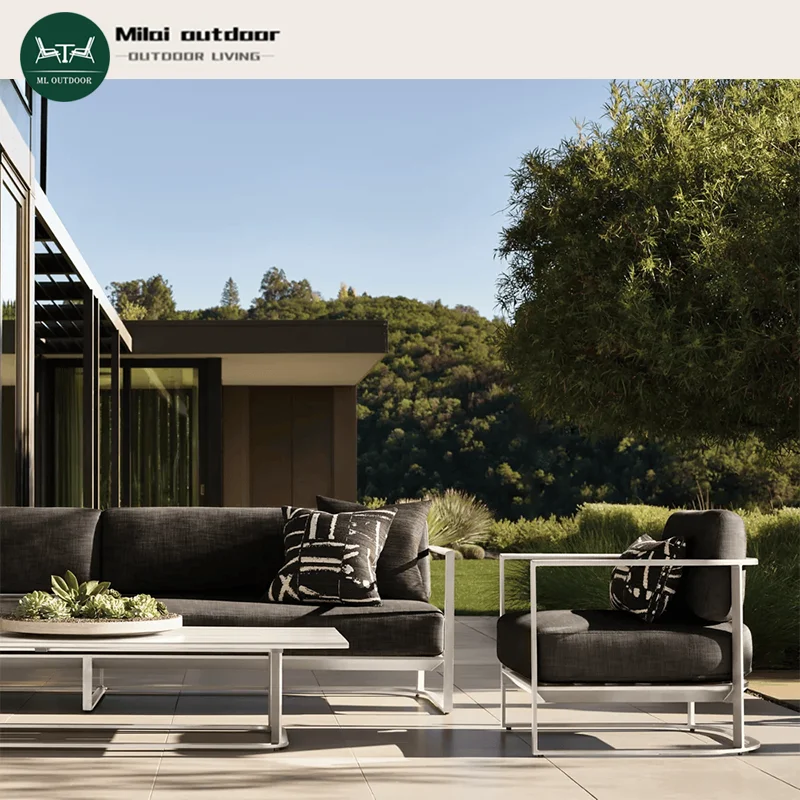 

Modern Aluminum Metal Sofa Set For Courtyard Garden & Hotel Corridor Outdoor Furniture For Living Room Designed For General Use
