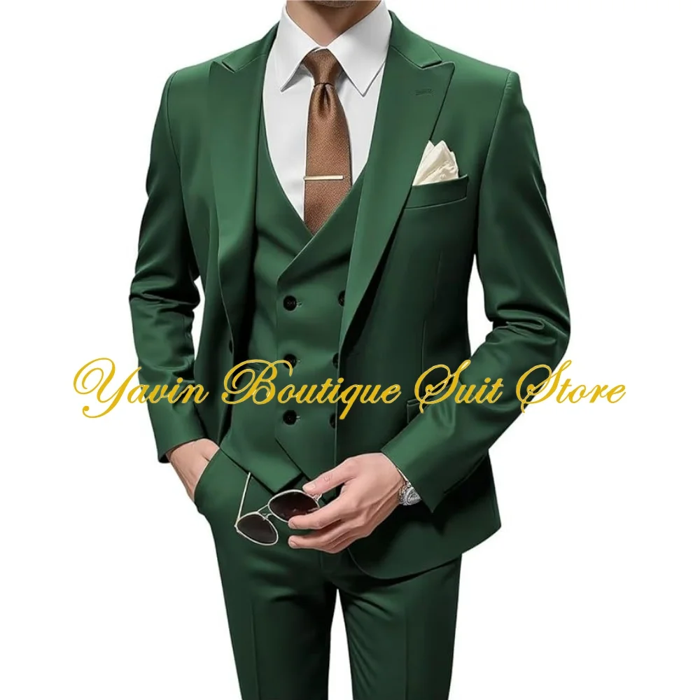 Men's Suits 3 Piece Double Breasted Suit Men Slim Fit Wedding Suits for Men One Button Blazer Jacket Vest Pants Men Suit Set