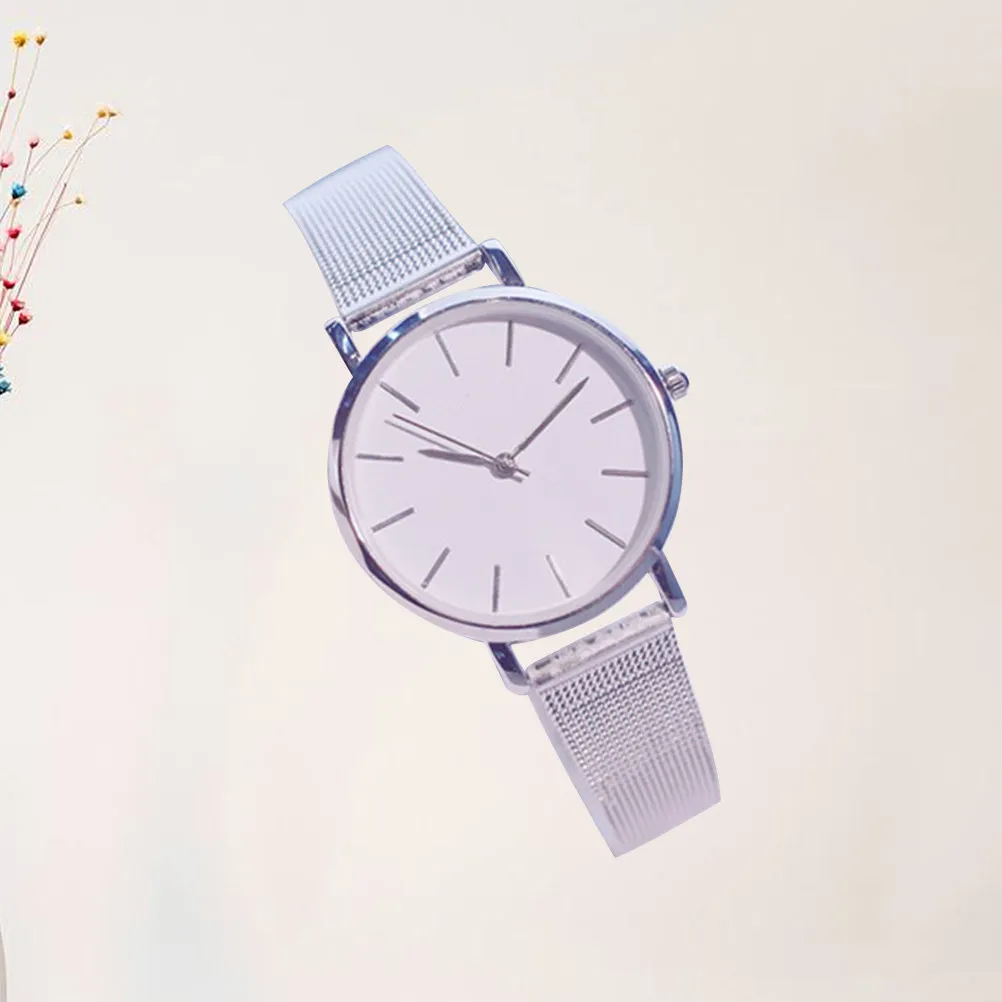 

1 шт. Профессиональные женские кварцевые часы с серебристо-белым циферблатом и мягким ремешком, универсальные наручные часы для офиса, вечеринок, путешествий, подарок