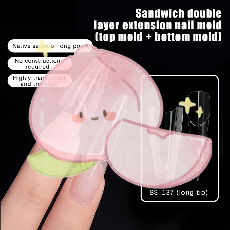 

Sandwich Dual Nail Forms 240pcs 15size Extensions-Dual Forms Coffin Almond Nail Forms Top Mold Bottom Mold