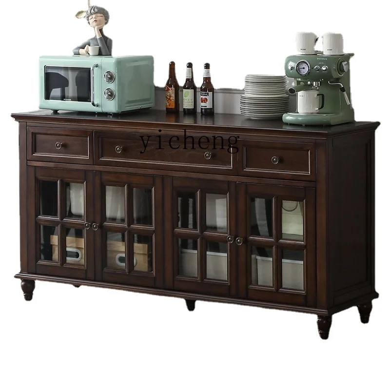 

YY American Solid Wood Sideboard Storage Cabinet Ash Side Cabinet Multi-Functional Tea Furniture