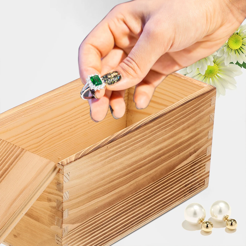 

2 Pcs Wooden Storage Box Unfinished Boxes with Lids Craft Small Decorative Jewelry Container Vintage Trinkets Crafts