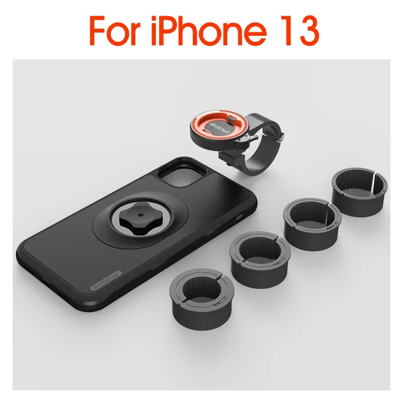 Fiets-/motorfiets telefoonhouder met schokbestendige hoes voor iPhone 17/16/15/14/13/12/11 Pro Max, mountainbike motorfiets stuurhouder