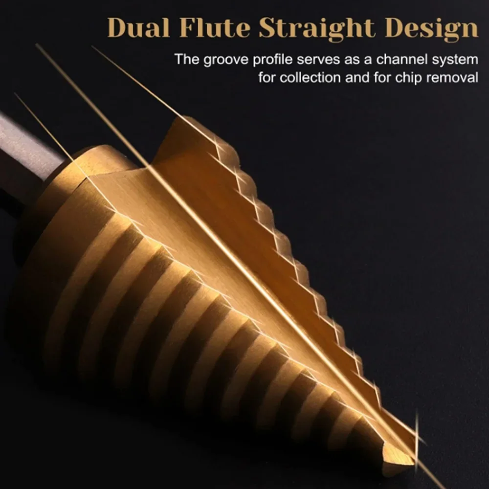 HSS Titanium Step Drill Bit High Speed Stepped Drill Set Saw Drill Tools Conical Stage Drill For Metal Wood 3-12/4-12/4-20/4-32m