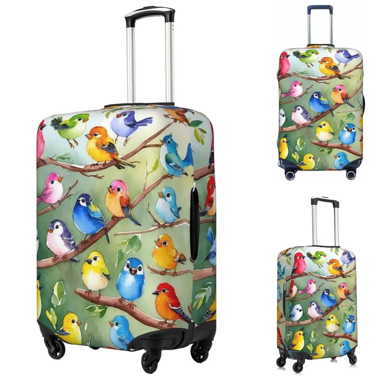 

Bird And Floral Pretty Birdie Flight 4 Suitcase Cover Protection Elastic Travel Luggage Protector Covers for 18-32 Inch