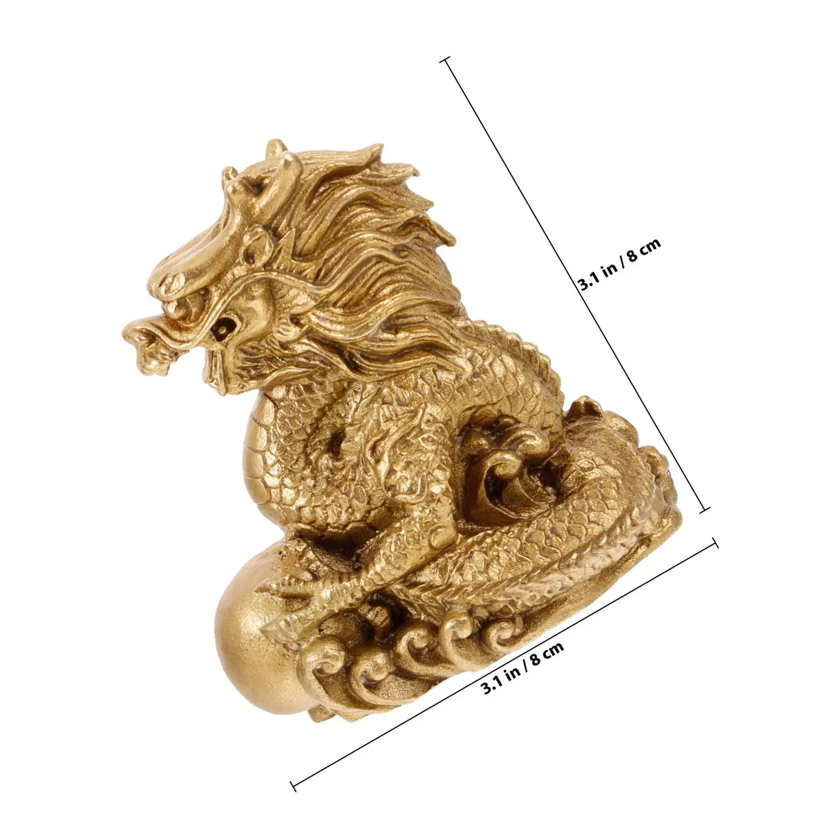 Copper Mini Dragon Statue Cartoon Adorable Style for Miniature Garden Cake Decor New Year Party Home Office Decoration Mini