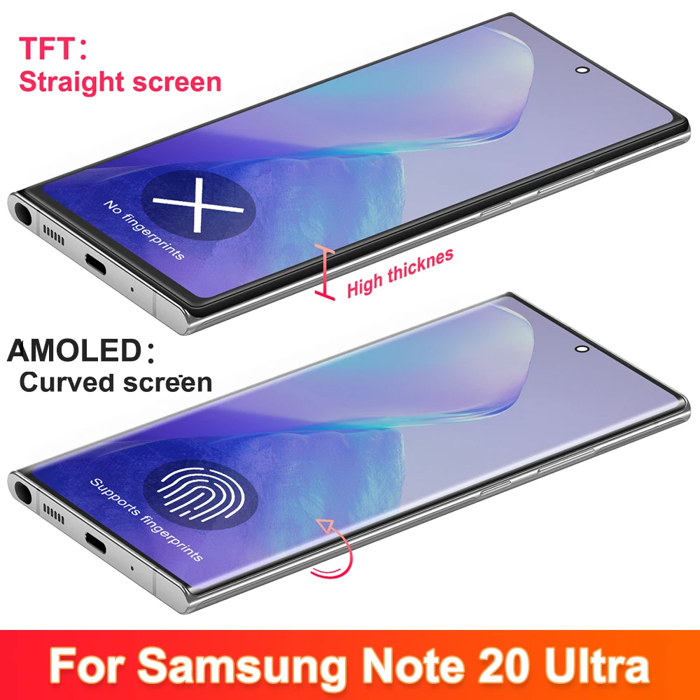 Tested For Note 20 Ultra with Frame, for Samsung Note 20 ultra N985F N985F/DS Lcd Display Digital Touch Screen Replacement