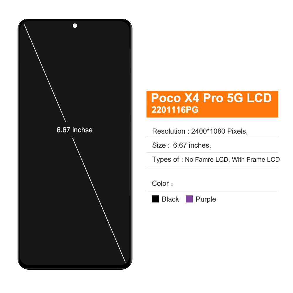 100% Tested For Xiaomi POCO X4 Pro 5G LCD Display Touch Screen Digitizer Assembly Replacement For Xiaomi Poco X4 Pro Display