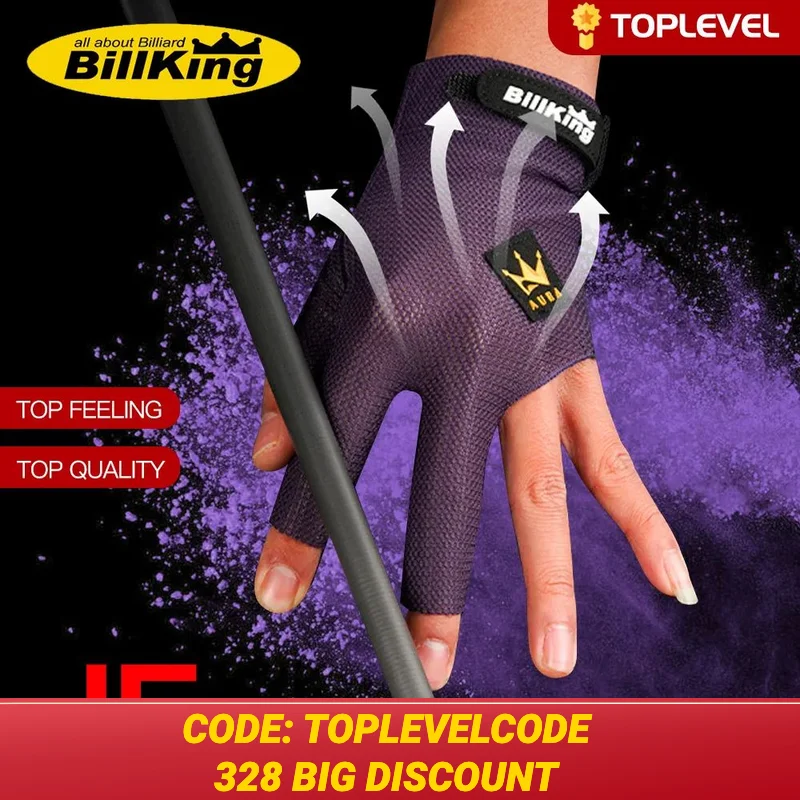 Billking Billiards Pool Cue Gloves, 3 Finger Gloves, Left and Right Hand Carom Gloves, Professional Billiard Accessories