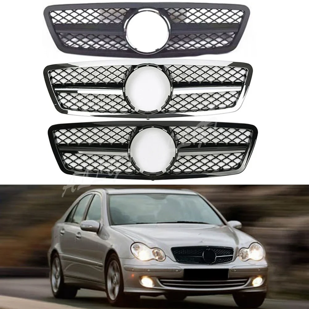 Front Racing Billet Bumper Grilles Upper Facelift Grill For Mercedes-Benz W203 C class 2001-2007 Four Doors