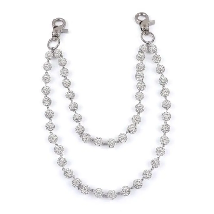 

Rhinestone Ball Jeans Chain, Double Layer Crystal Waist Chain, Silver and Sparkly Bling Pants Chain, Hip Hop Belt Chain Accesso