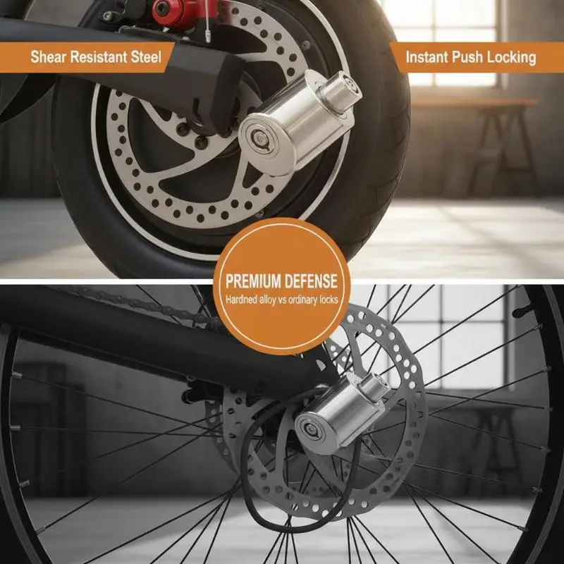 Anti Cut Bicycle Disc Brake Lock Rust Proof Heavy Duty Security Lock for Motorcycle Scooter Road Bike Long Distance Riding