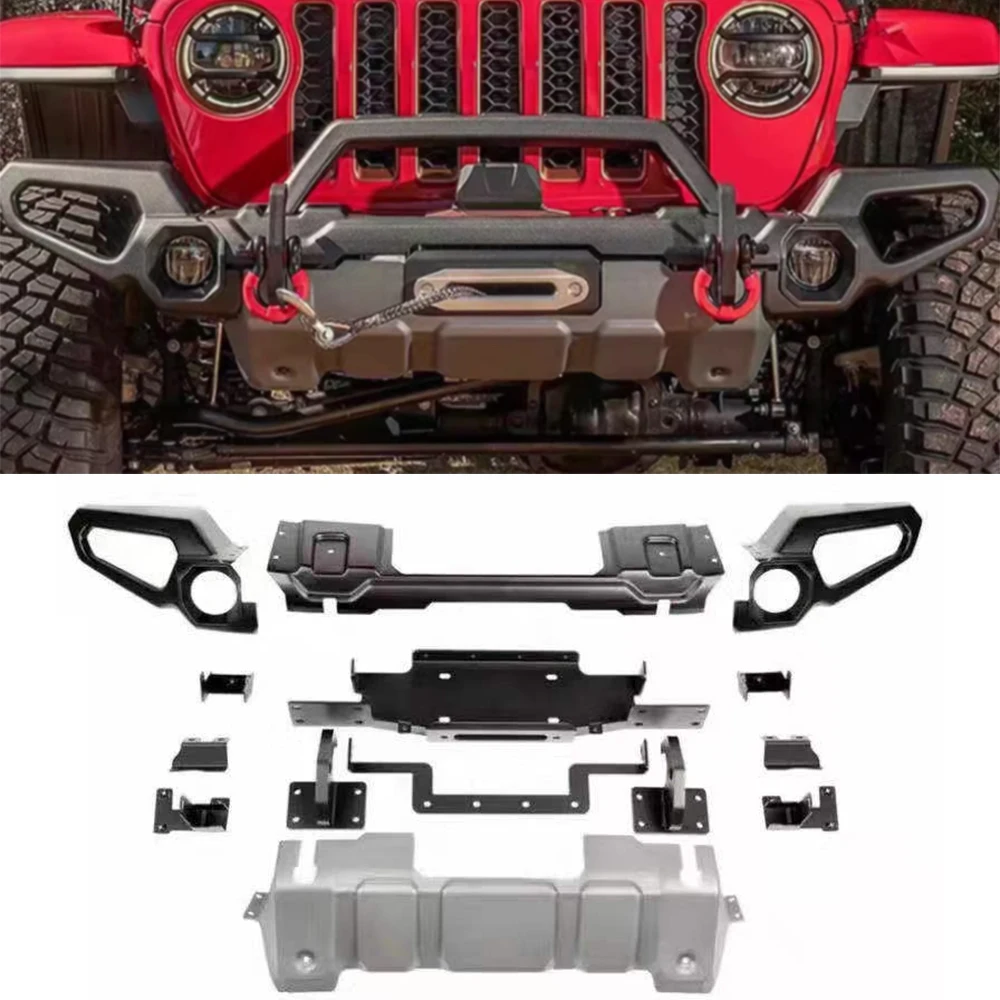 

To Russia Black Steel Front Bumper With Bull Bar For Jeep Wrangler JL2018+ JL1229