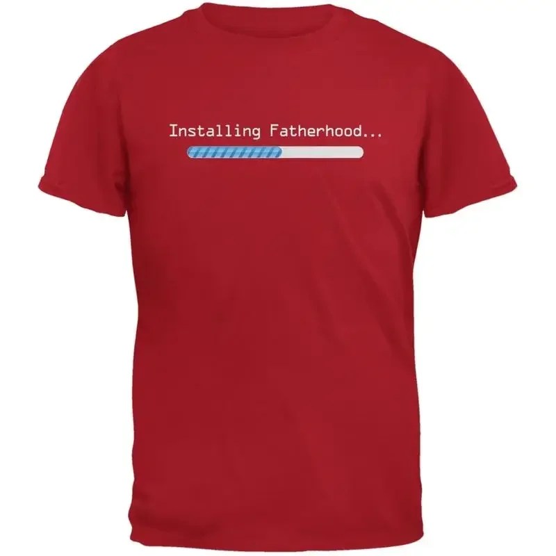 Fathers Day Installing Fatherhood Red Adult T Shirt