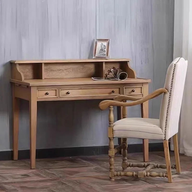 American retro old oak desk French with drawers storage home study table computer table master bedroom dresser
