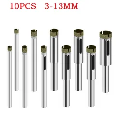 10pcs Diamond Coated Hss Drill Bit Set Tile Marble Glass Ceramic Hole Saw Drilling Bits For Power Tools 3mm-13mm