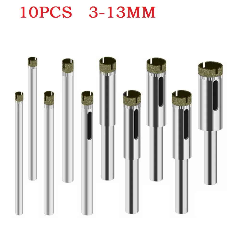 Diamante Revestido Hss Broca Conjunto Telha Vidro de Mármore Cerâmica Buraco Viu Bocados de Perfuração para Ferramentas Elétricas Mm13 mm 10 Peças