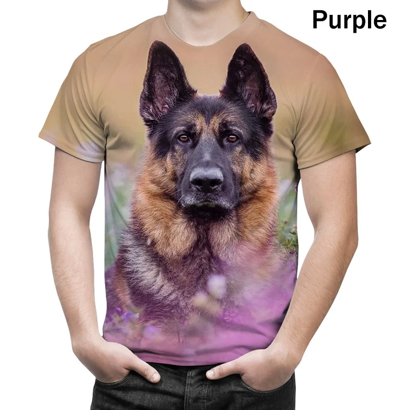 2022 Cool Fashion Summer 3D Printed Tops Men \'s Personality T Shirt German Shepherd Loyal Dog Short Sleeve T-Shirts for Men