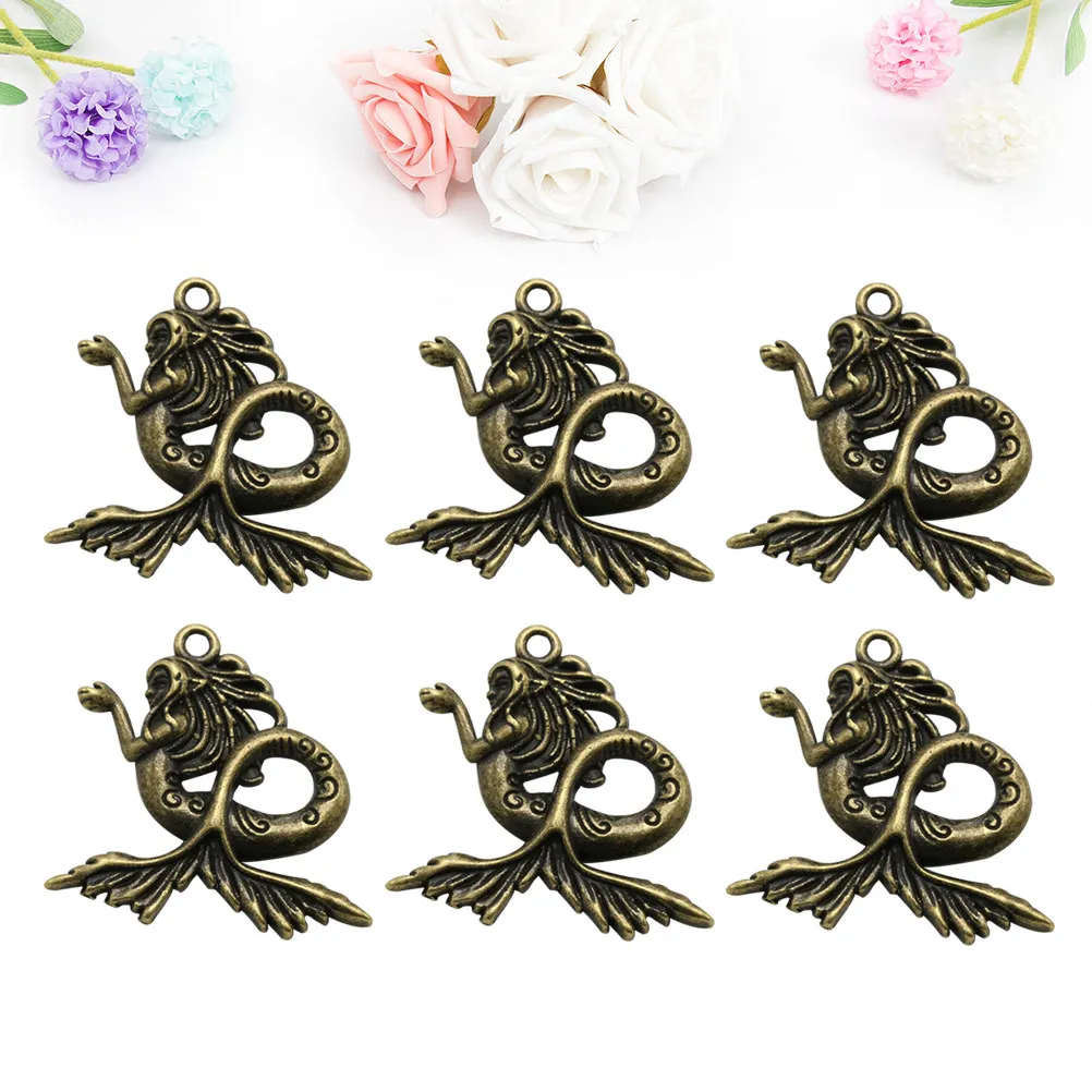

10 шт. подвесок-шармов из сплава в виде русалок для изготовления ювелирных изделий своими руками, аксессуары для ожерелий и браслетов, подарочные шармы