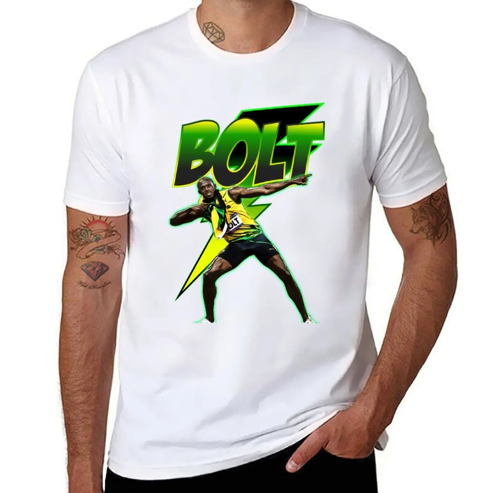 

Usain Bolt T-Shirt man t shirts cotton black cotton t-shirt plain for man package T-Shirt