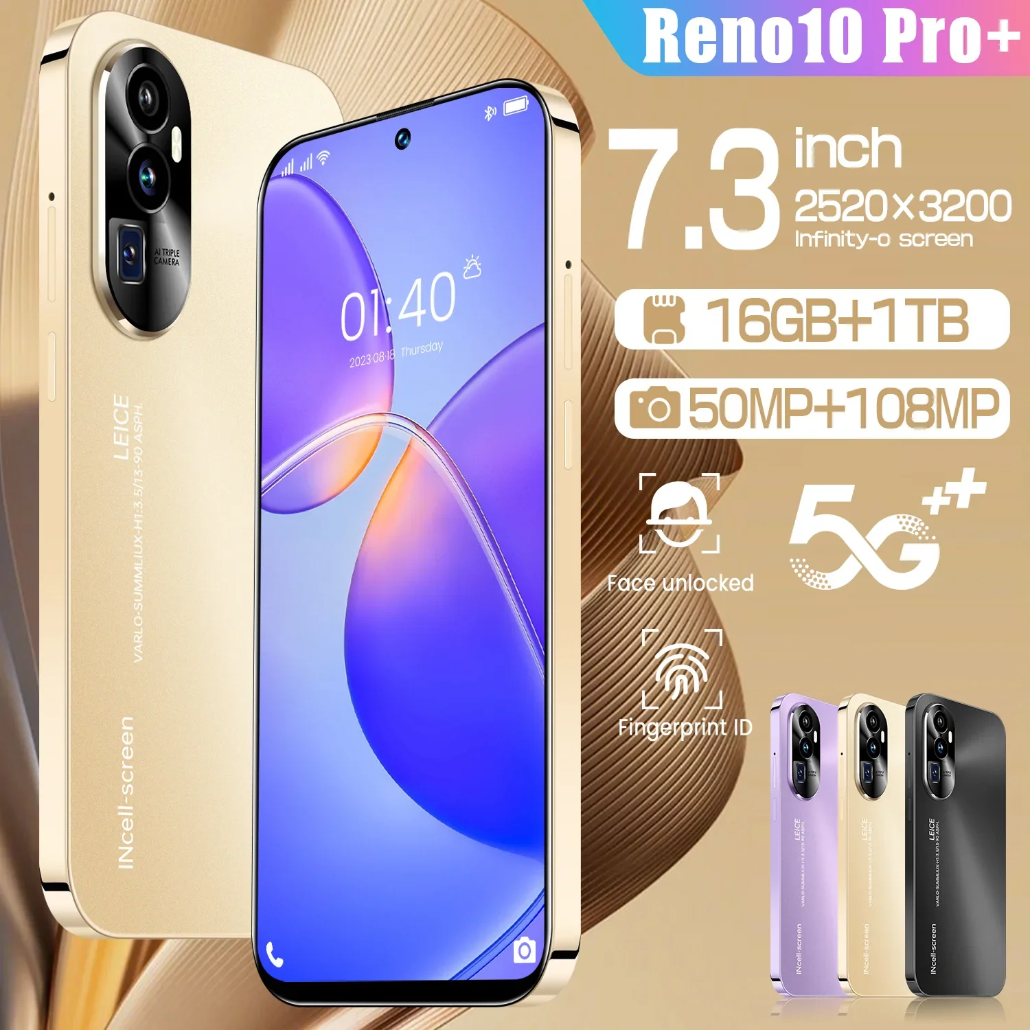 

World Premiere Reno10 Pro Smartphone Global Version Qualcomm 8 Gen 2 120Hz 2520*3200 Charging 7800mAh Battery Unlocked Celulares