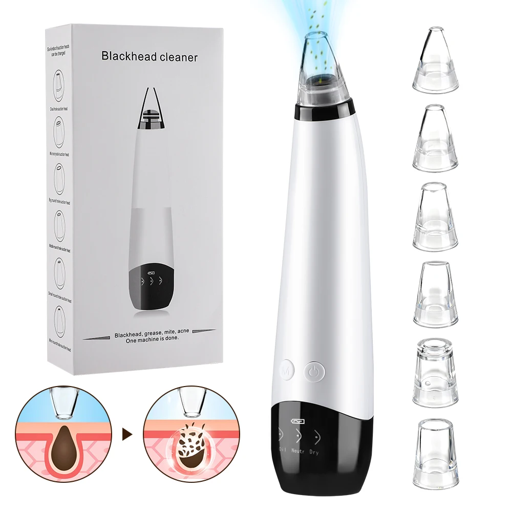 Electric Blackhead Remover Vacuum Suction Acne Pore Cleaner for Face & Nose - 3 Suction Modes Facial Beauty Cleansing Tool