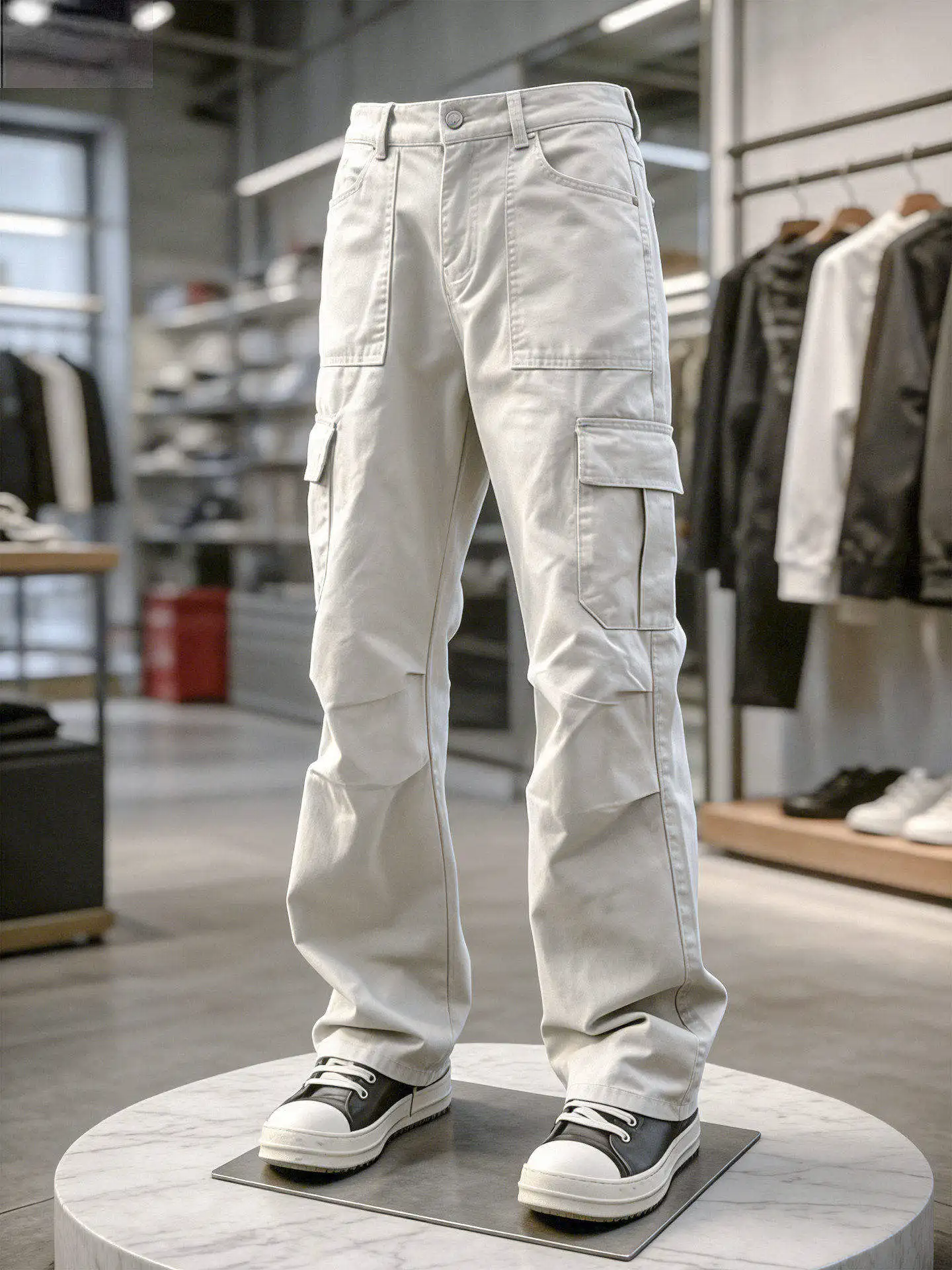 Men's Straight Leg Work Trousers Autumn Season Woodcutting Paratrooper Multi-Pocket Pants Casual Sensation Folded Decomposition