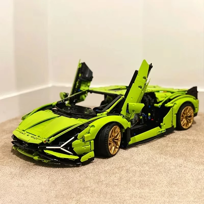 2024 New Technical Sports Car Building Blocks Green Lamborghinis Model Famous Vehicle Assemble Bricks Kid Toys For Adult Gift