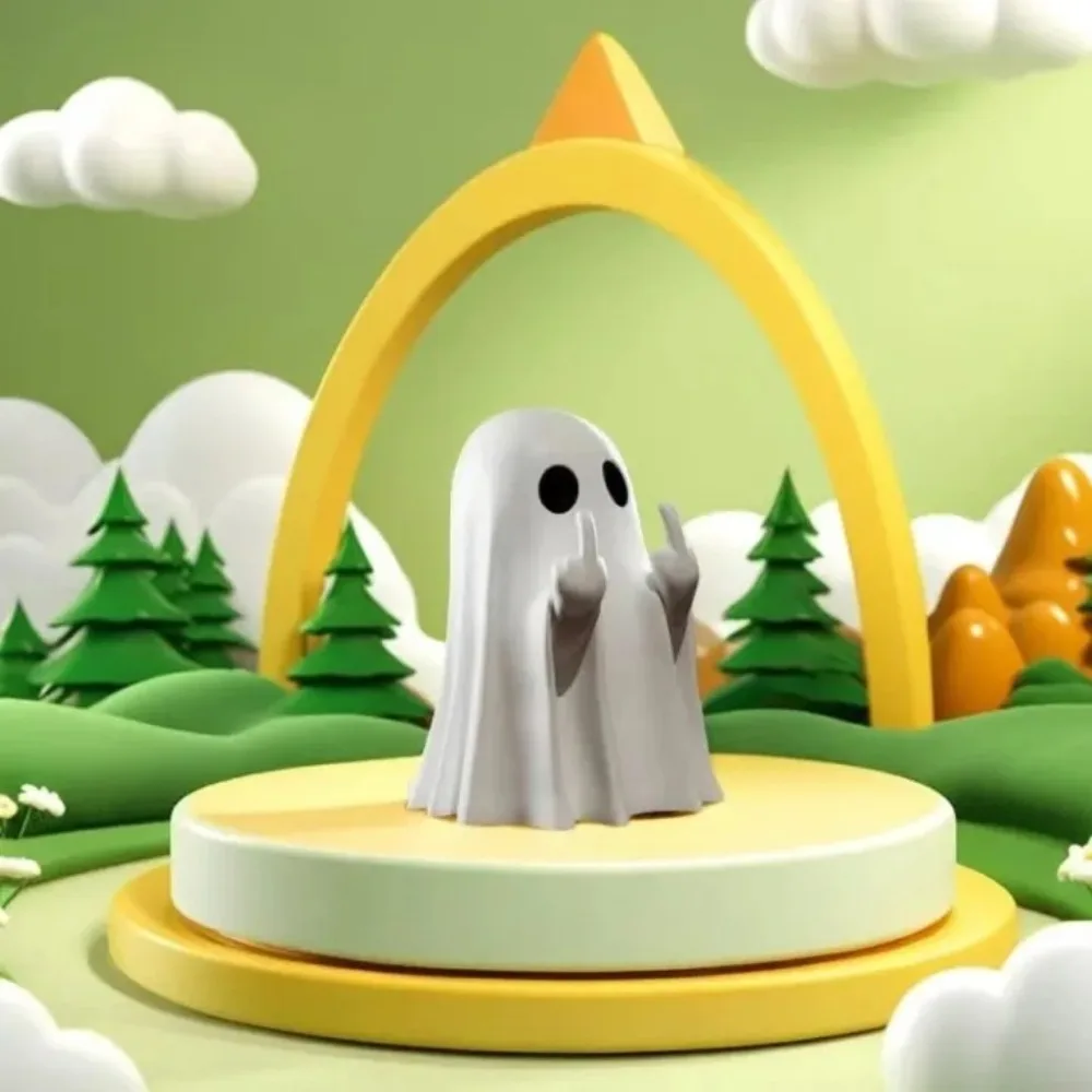 1 pieza de estatua de resina de fantasma lindo con dedo medio, decoración espeluznante de Halloween para estantería, repisa, mesa de centro, exhibición, adorno para fiestas en casa