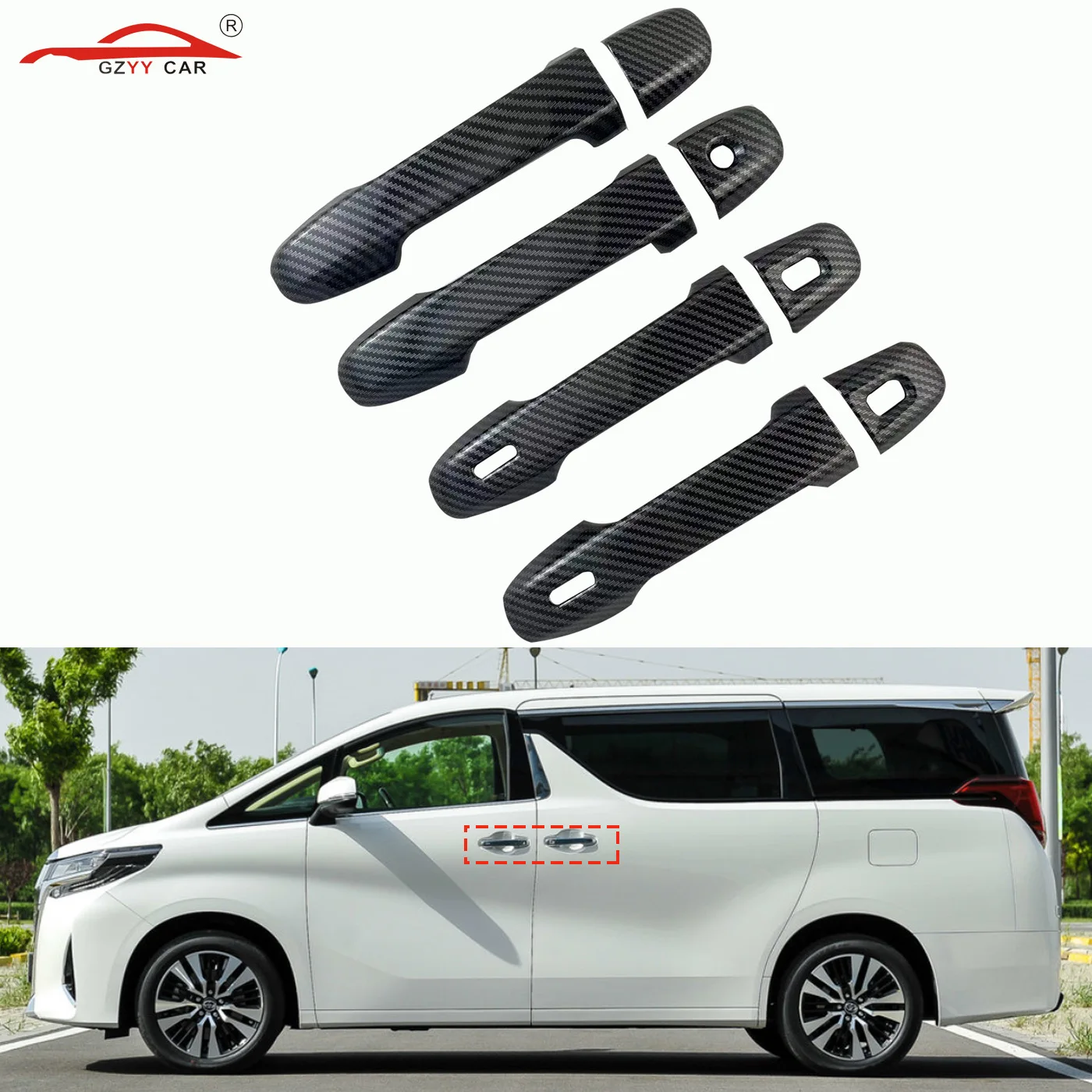 

Carbon Trim handle cover For Toyota 2015-2023 Alphard Vellfire 30 Door Handle Cover Chrome Accessories Stickers Car Styling
