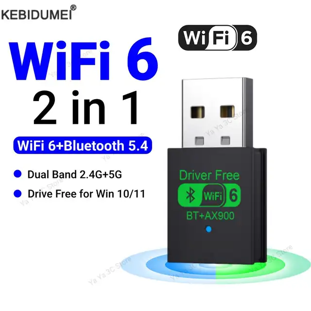900Mbps USB WiFi Bluetooth 5.4 Adapter 2in1 Dongle Dual Band 2.4G