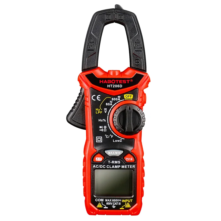 HT206D 600V 600A 6000 Counts Volt Amp AC DC Clip-on Ammeter Voltmeter Multimeter Tester True RMS Amp Digital Clamp Meter