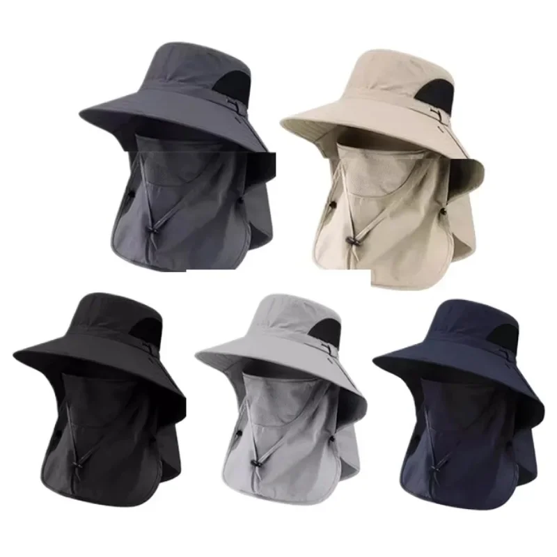 

Summer Sun Hats UV Protection Outdoor Hunting Fishing Cap Fishing Hat with Mask UPF 50+ Summer Sun Protection Wide Brim Hat