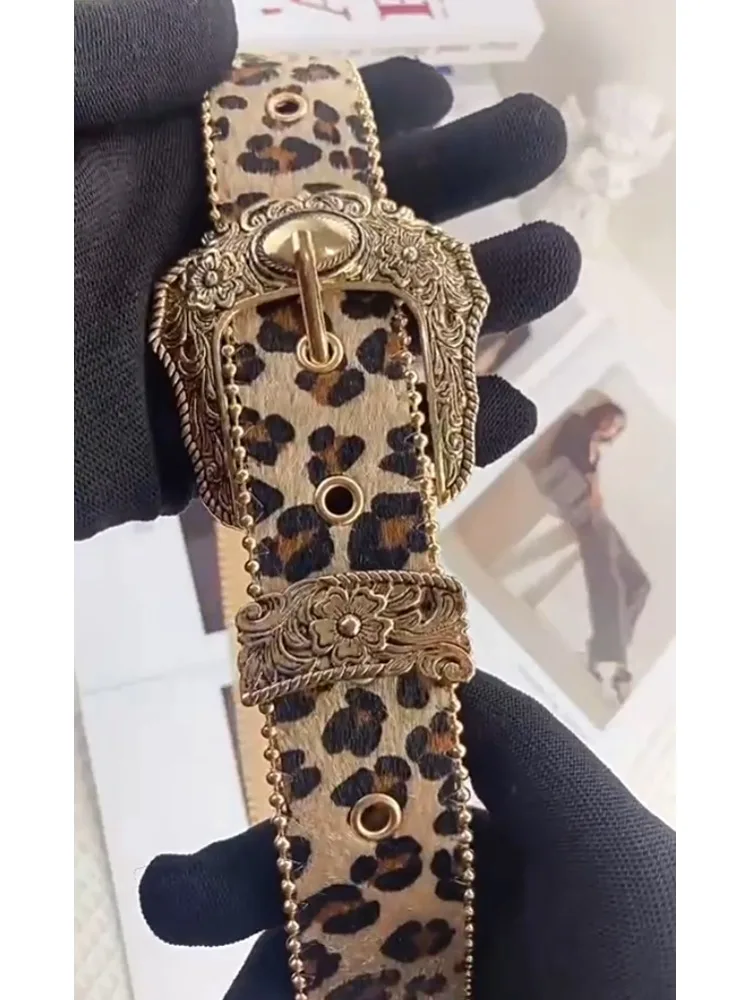 2025 New Fashion Boho Style PU Leopard Print Belt Women Dress Slim Fit Women Dress Custom Belt