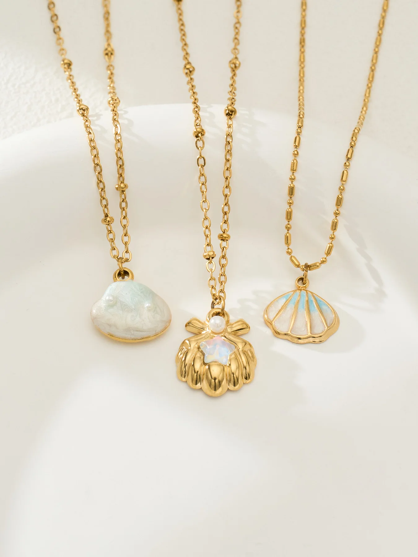 Riesenrad-Halskette im Ozean-Stil mit Muschel-Anhänger für Damen, Wasserdichte Edelstahl-Choker-Kette für Festliche Anlässe – Detail 5