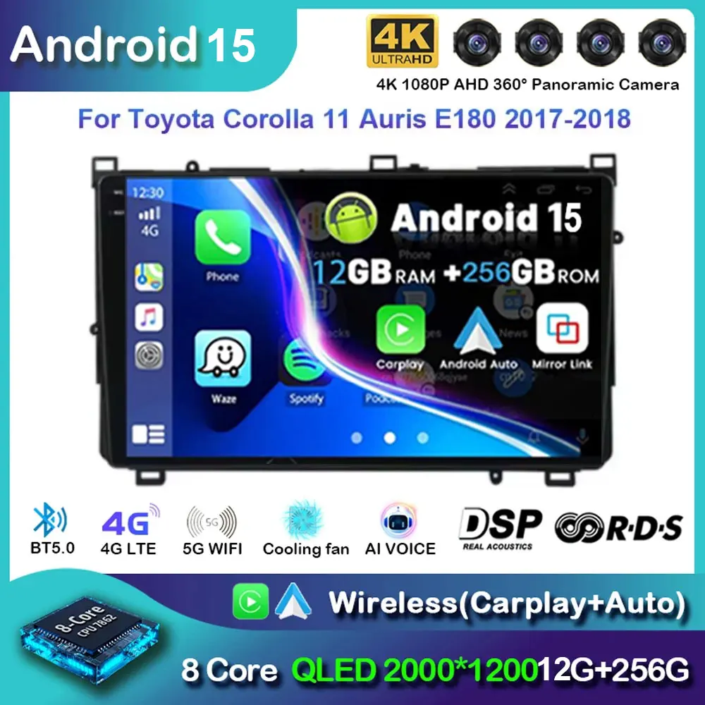 

Android 15 Carplay Car Radio For Toyota Corolla E140 E150 2006 - 2013 Navigation Multimedia GPS Player Stereo WiFi+4G video 2DIN
