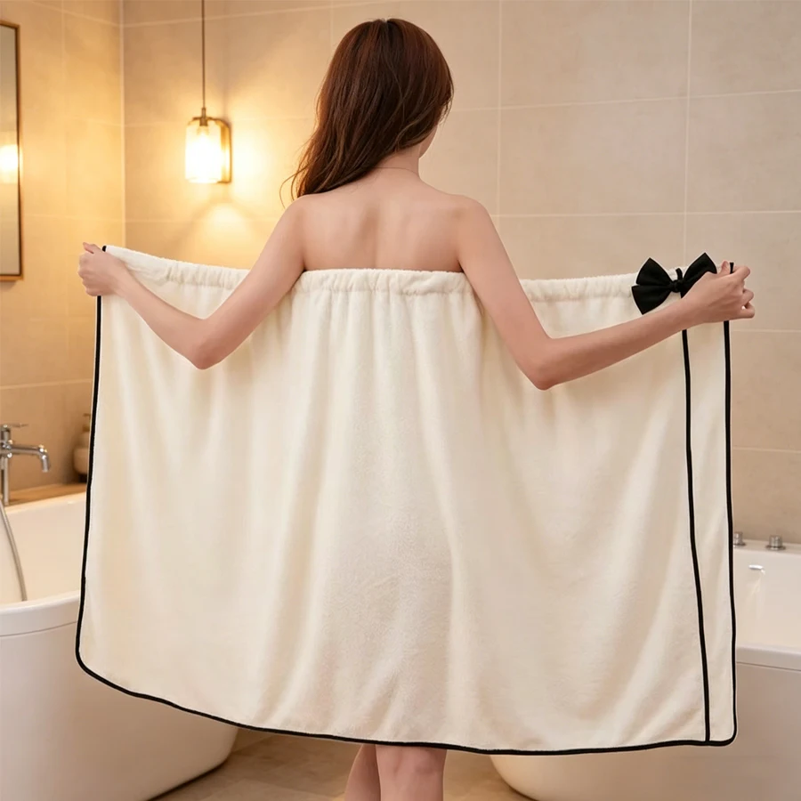 1 Stück Damen-Bademantel aus Korallenfleece, 33,46 x 55,12 Zoll, weich, saugfähig, dick, fusselfrei, farbecht, für den Heimgebrauch, schnell trocknend, hautfreundlich, großes Badetuch