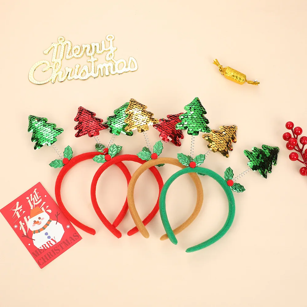 

Christmas Decoration Headbands with Flip Sequins Christmas Gifts Tree Headbands Children's Adult Headbands Hair Accessories