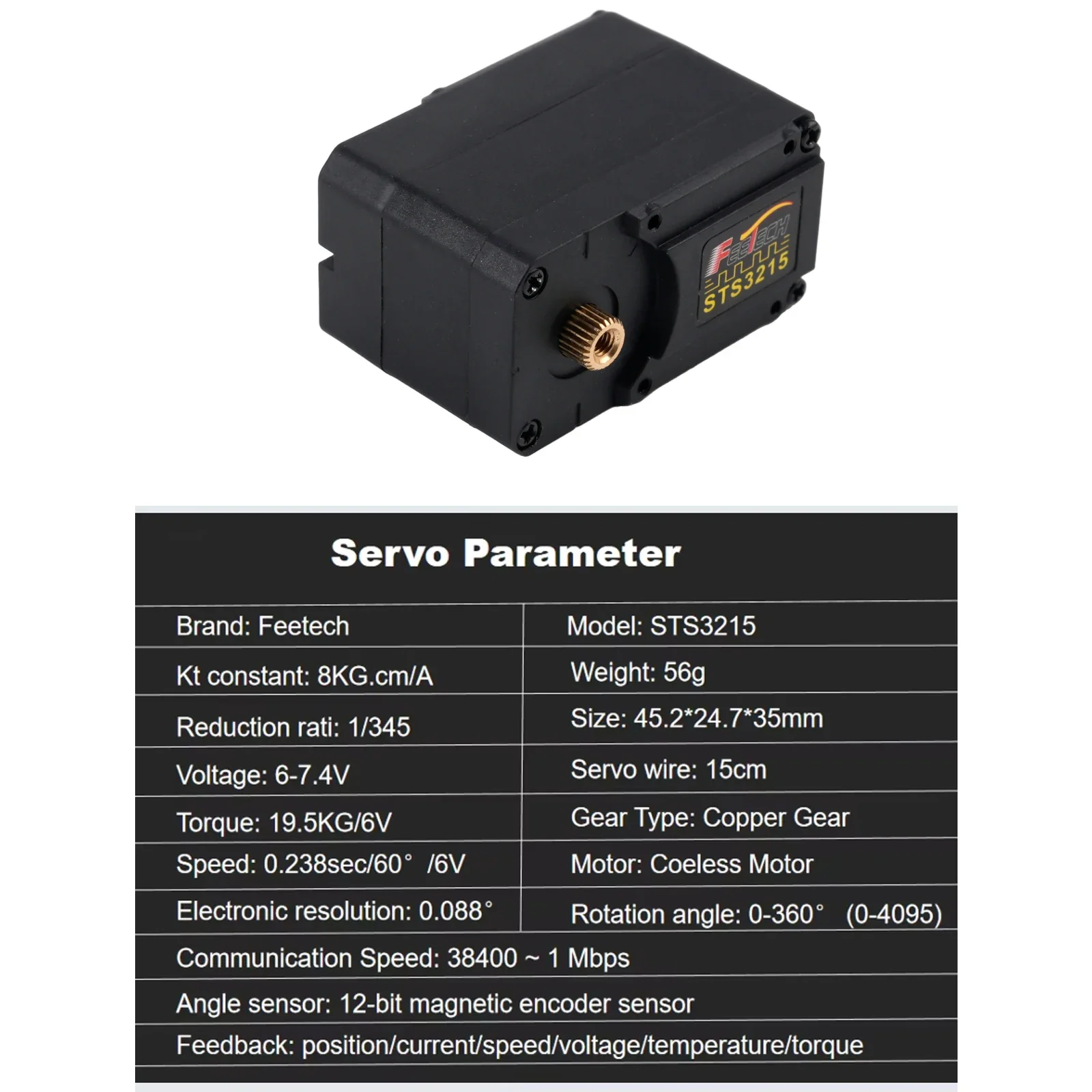 Feetech STS3215 SO-ARM100 7,4 V 19KG Robot Servo 360 grados Robot Servo + placa URT-1 para brazo robótico Ai/brazo de Robot de programación DIY