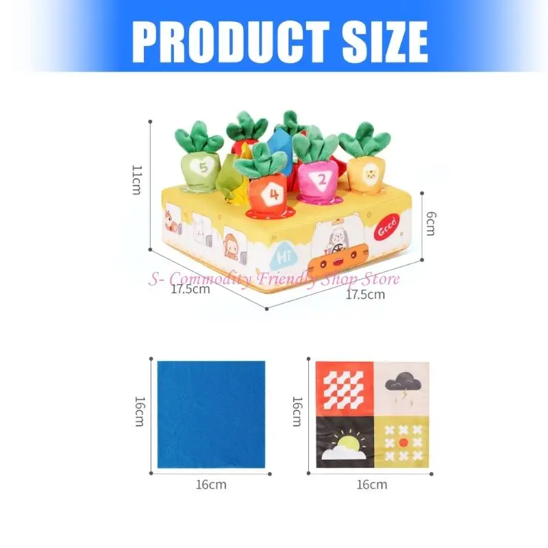 85AE Aprendizagem precoce Infantorial Brincho Crinkle Paper Plush Cenouts Tecidos coloridos