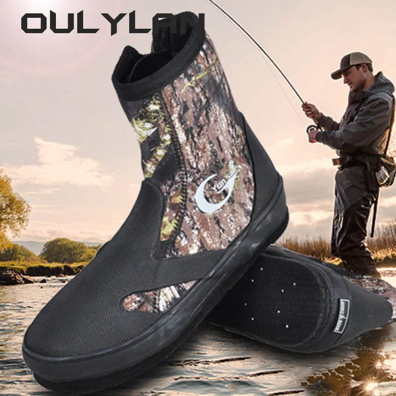 5MM Neoprene Diving Boots Non-slip Fishing Shoes Wear-resistant Upstream Shoes Camouflage Keep Warm Water Sports Shoes