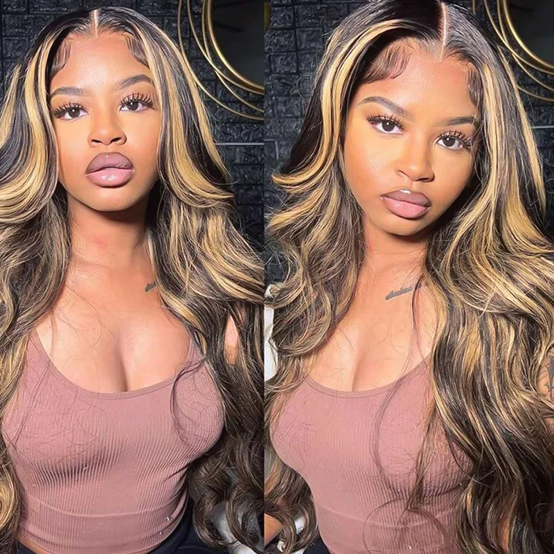 13x6 hd lace frontal human hair wig for women choice 100% Brazilian 30 inch lace front highlight colored body wave wigs on sale