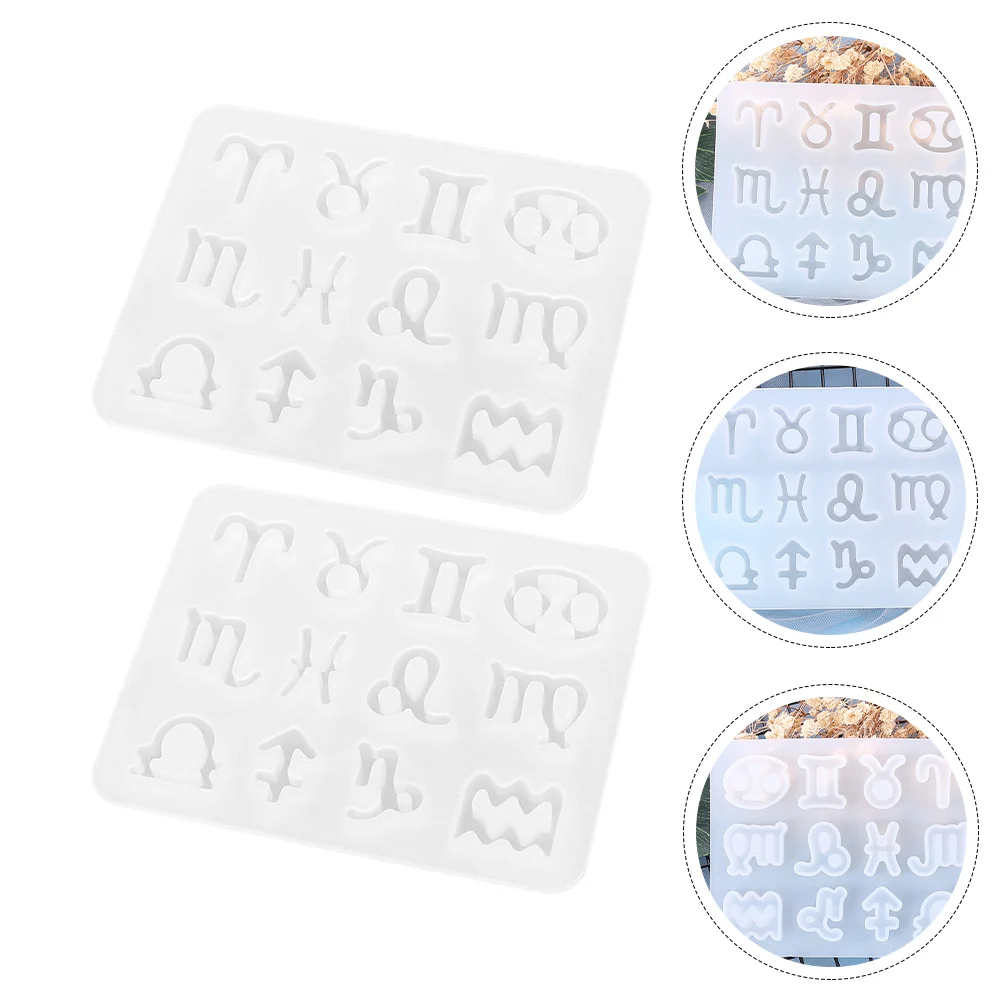 2 Pcs Zodiac Mold Pendant DIY Molds Keychain Casting Home Supplies Silicone Keyring Jewelry Making Household