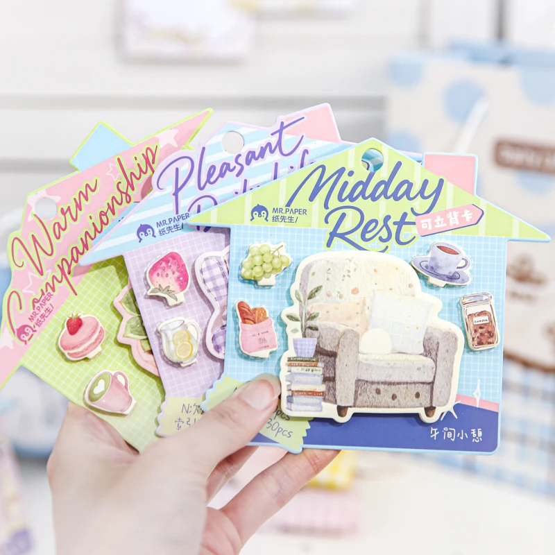 4 Style Lazy Daily Series Combination N Times Sticky Notes Student Message Paper Notepads DIY Journal School Office Supplies