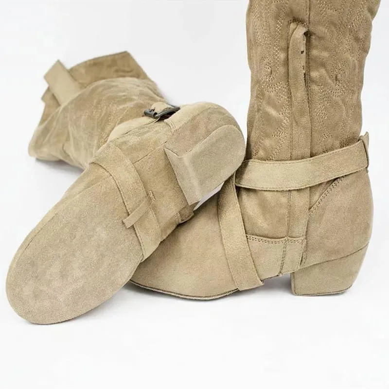 Bottes de danse latine douces plaquées brunes, chaussures de danse de salon, de fête, de Sport confortables, nouvelle collection