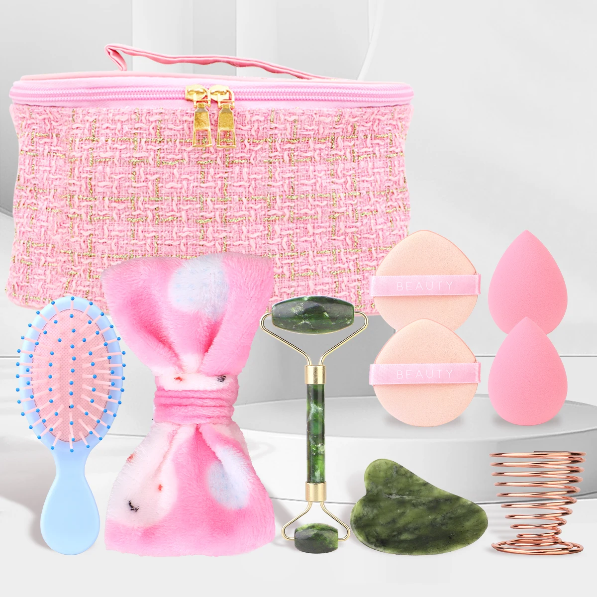 مجموعة نفخة التدليك مكونة من 10 قطع، أداة التدليك لرفع المنتفخة المدمجة يمكن رطبة وجافة، وسهلة الحمل، ومناسبة لمحبي التجميل.