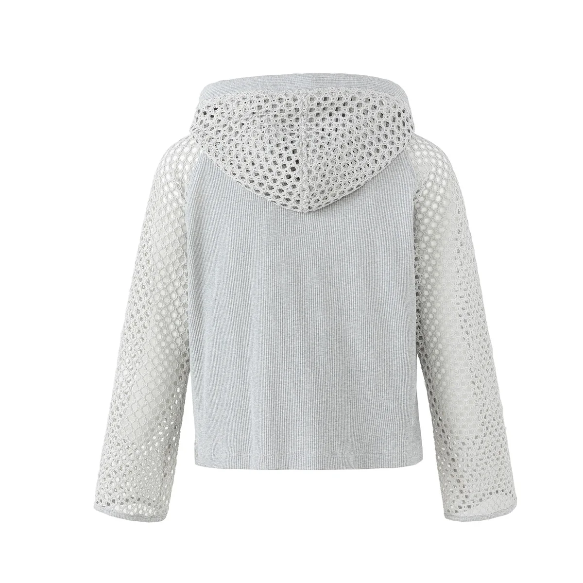 MWJLPWQ Mesh Hollow Design Hooded Cardigan Jacket Male Drawstring Zipper Trendy Hoodie Street Style Tops 2026 Autumn New 20066