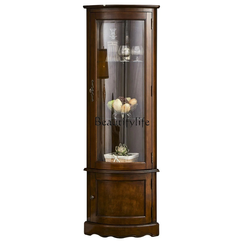 

European solid wood triangular cabinet corner cabinet living room corner cabinet American style