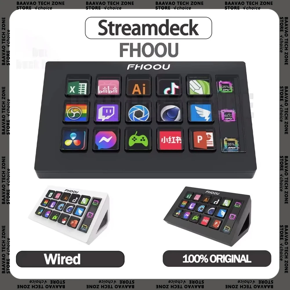 StreamDeck Mini Visual Keyboard LCD Button 15Keys Live Content Creation Controller Custom Button For Windows/MacOS Kryboard Gift